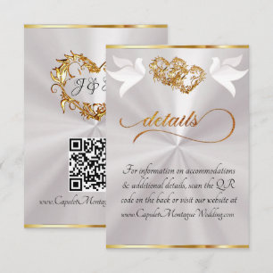Heart & Doves, QR Code - White Pearl/Gold Enclosure Card