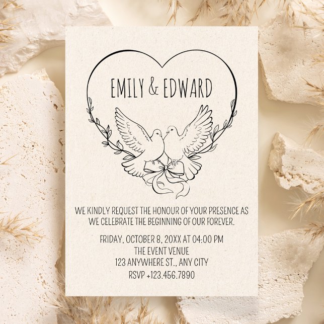 Heart doves wedding  invitation (Creator Uploaded)