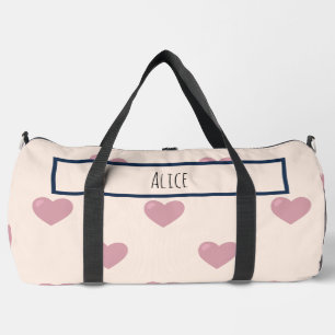 Heart Drawing I Custom Name Duffle Bag