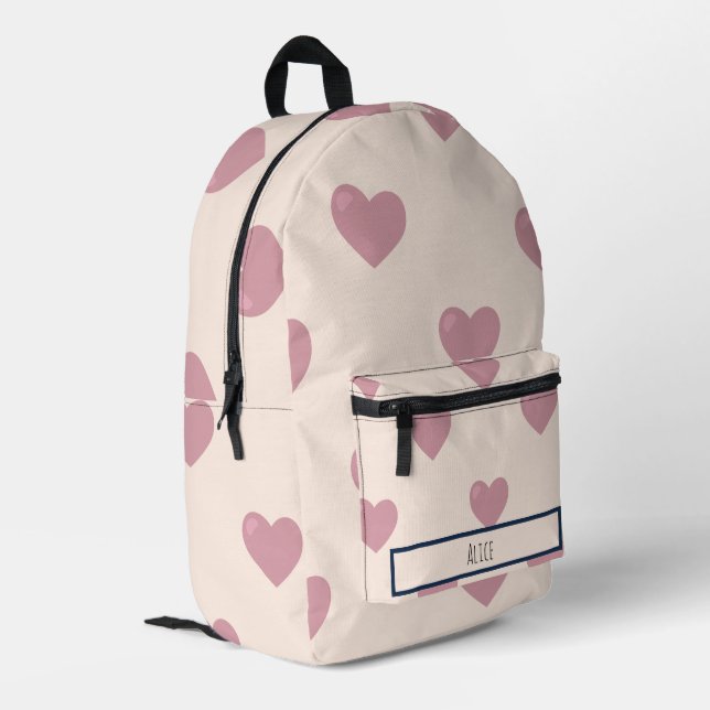 Heart Drawing I Custom Name  Printed Backpack (Back Corner Left)