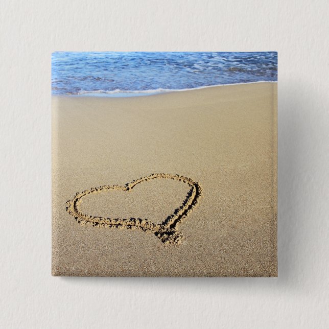 Heart Drawn in the Sand 15 Cm Square Badge (Front)