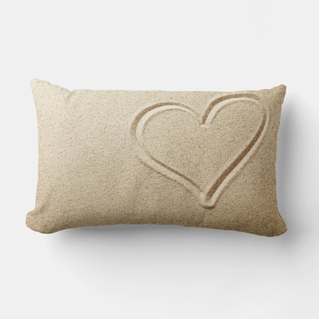 Heart Drawn In The Sand Lumbar Cushion (Front)