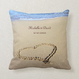 Heart Drawn in the Sand template Cushion