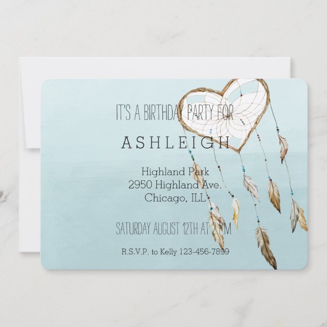 Heart Dream Catcher birthday Invitation (Front)