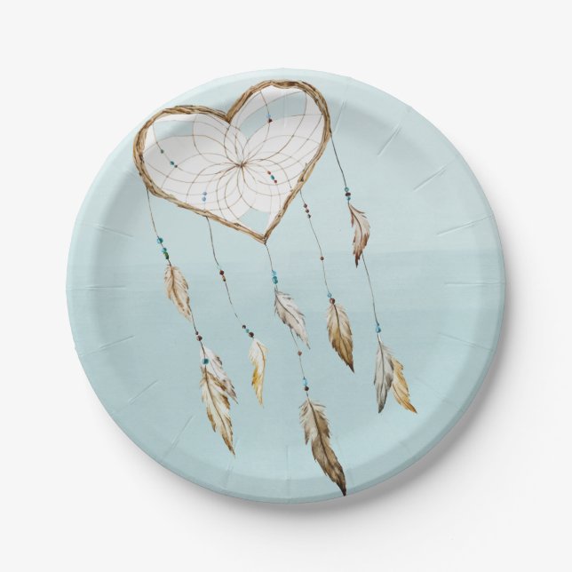 Heart Dream Catcher Paper Plate (Front)