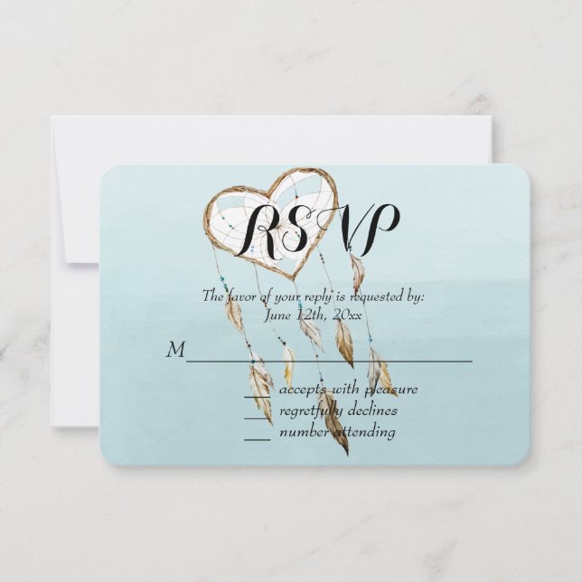 Heart Dream Catcher RSVP Card (Front)