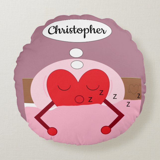 Heart Dreams Pink and Purple Round Cushion (Front)