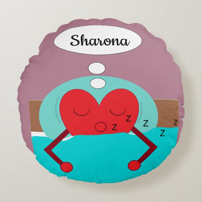 Heart Dreams Purple and Green Round Cushion (Front)