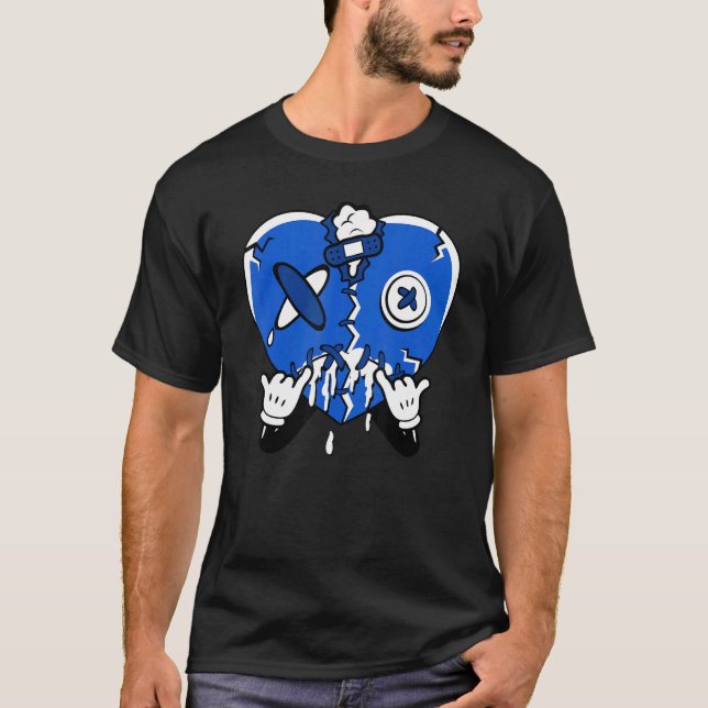 Heart Dripping Streetwear Racer Blue 5s Matching T-Shirt (Front)