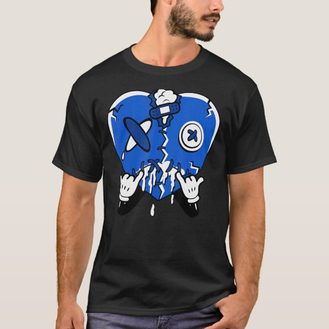 Heart Dripping Streetwear Racer Blue 5s Matching T-Shirt (Front)