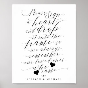 Heart Drop into Frame Guest Book Wedding Sign