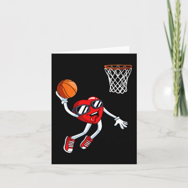 Heart Dunk Basketball Player Valentines Day Love S Card (Front)