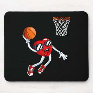 Heart Dunk Bysketbyll Player Valentines Day Love S Mouse Mat