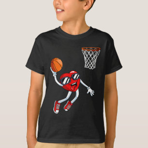 Heart Dunk Bysketbyll Player Valentines Day Love S T-Shirt