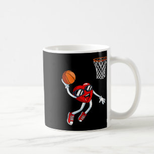 Heart Dunk Sketll Player Valentines Day Love Sport Coffee Mug