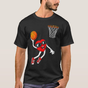 Heart Dunking Basketball Cute Valentines Day Boys  T-Shirt