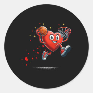 Heart Dunking Valentines Day Basketball Kids  Classic Round Sticker
