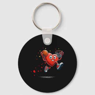 Heart Dunking Valentines Day Basketball Kids Key Ring