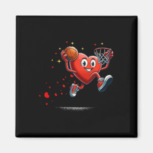 Heart Dunking Valentines Day Basketball Kids Magnet
