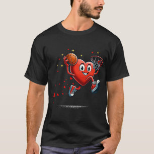 Heart Dunking Valentines Day Basketball Kids T-Shi T-Shirt
