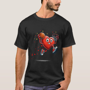 Heart Dunking Valentines Day Basketball Kids T-Shirt