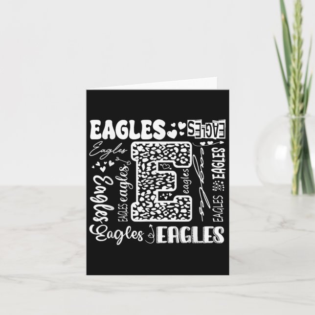 Heart Eagles School Team Go Ealges For Men Women F Card (Front)