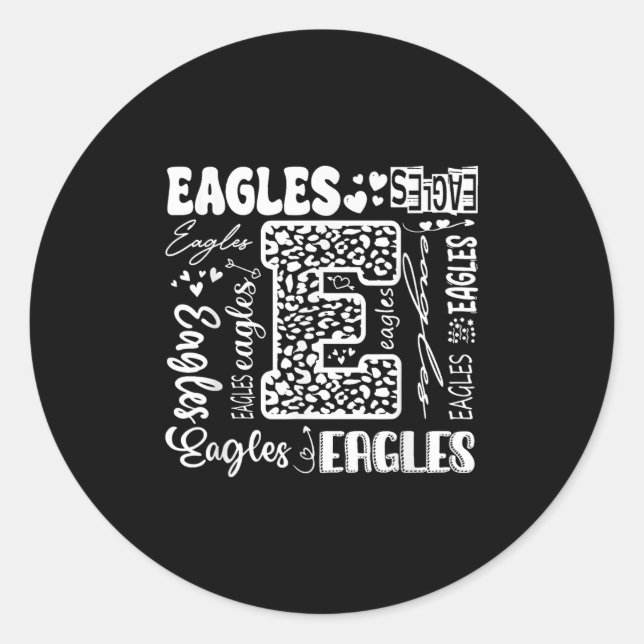 Heart Eagles School Team Go Ealges For Men Women F Classic Round Sticker (Front)