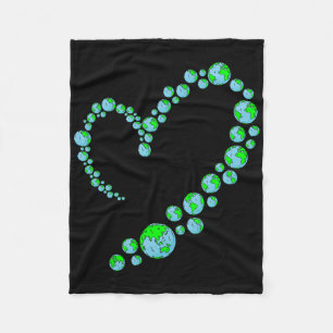 Heart Earth Day Cute Save The Planet Environmental Fleece Blanket