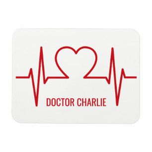 Heart EKG custom name & occupation magnet