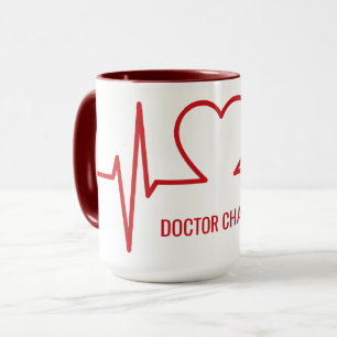 Heart EKG custom name & occupation mugs