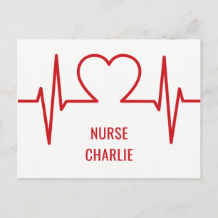 Heart EKG custom name & occupation postcard