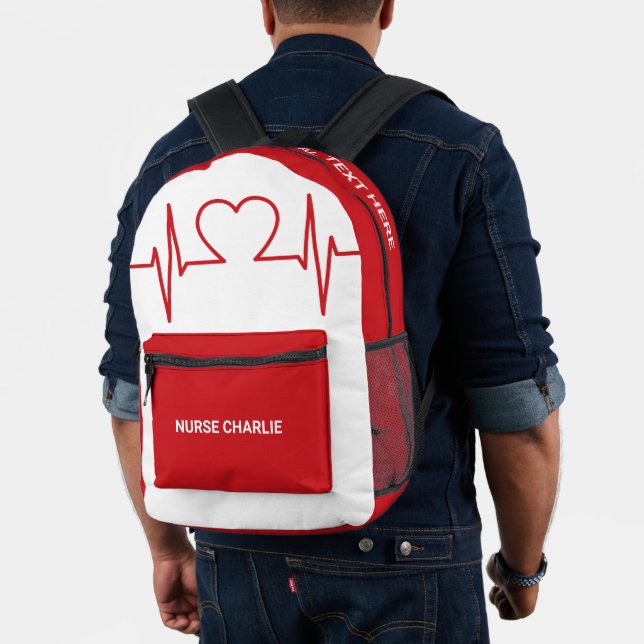 Heart EKG custom name & occupation Printed Backpack (Insitu (Model))