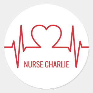 Heart EKG custom name & occupation stickers