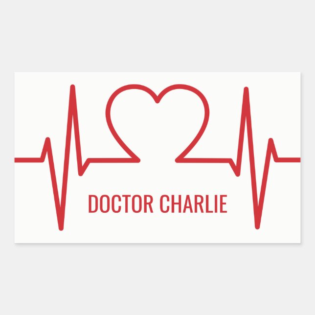 Heart EKG custom name & occupation stickers (Front)