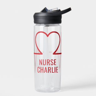Heart EKG custom text & colour Water Bottle