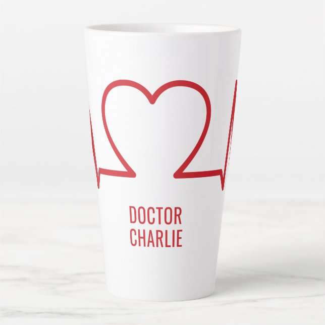 Heart EKG custom text Latte Mug (Front)
