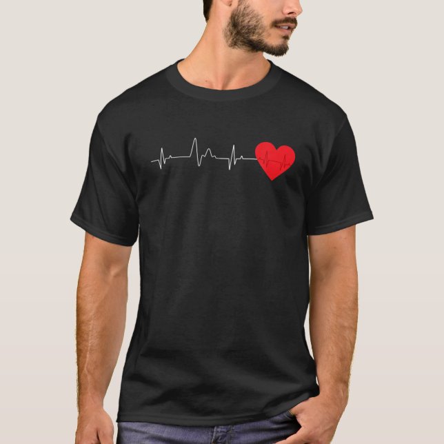 Heart EKG Heartbeat Pulseline Cardiologist Surgeon T-Shirt (Front)