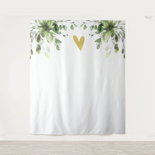 Heart Elegant Eucalyptus Greenery Wedding Backdrop Tapestry