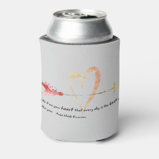 Heart Emerson Quote Can Cooler (Can Back)