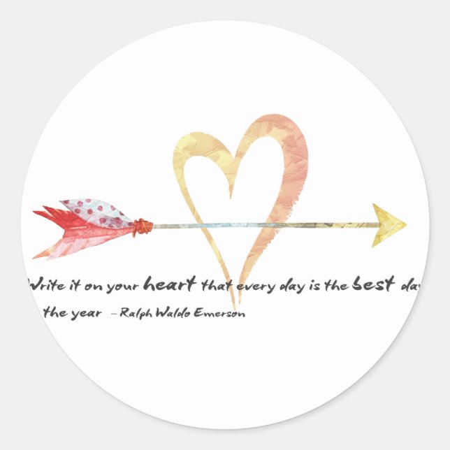 Heart Emerson Quote Classic Round Sticker (Front)