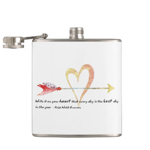 Heart Emerson Quote Hip Flask