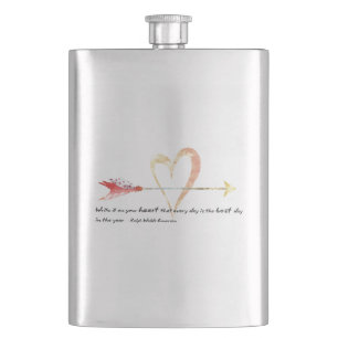 Heart Emerson Quote Hip Flask