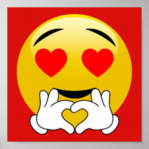 Heart Emoji With Love Hands Red Poster