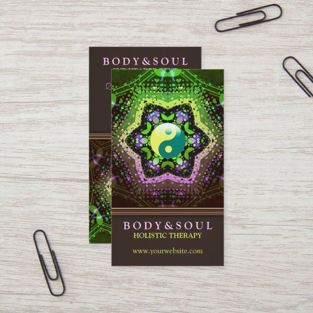 Heart Energy YinYang New Age Business Cards (Front/Back In Situ)