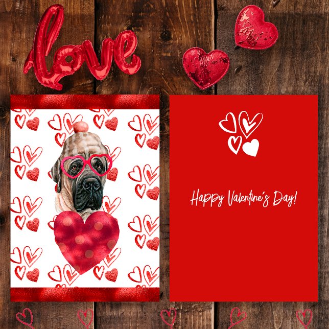 Heart English Mastiff Dog Lover Valentine Gift Holiday Card (Creator Uploaded)