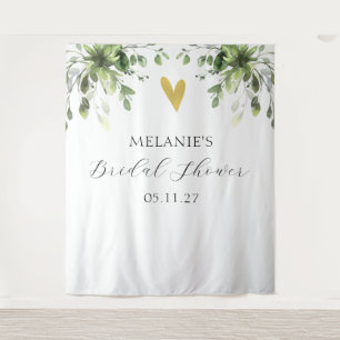 Heart Eucalyptus Greenery Bridal Shower Backdrop Tapestry