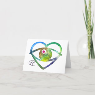 Heart Evil Eye Earth Watercolor Art Thank You Card