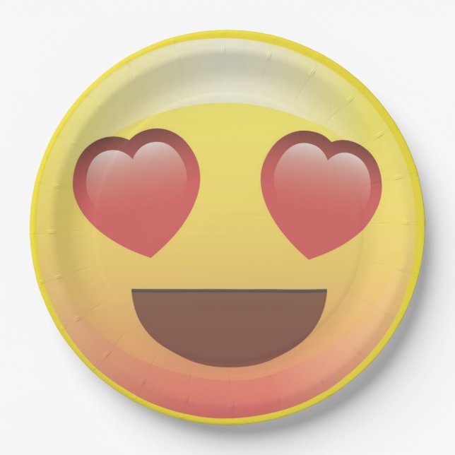 Heart Eye Emoji Birthday Party Paper Plates (Front)