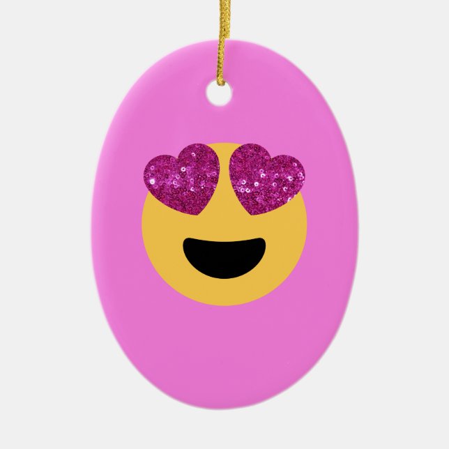 heart eye emoji ceramic tree decoration (Front)