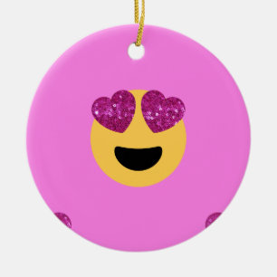 heart eye emoji ceramic tree decoration